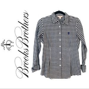 Brooks Brothers Black and White Checkered Button Down Shirt